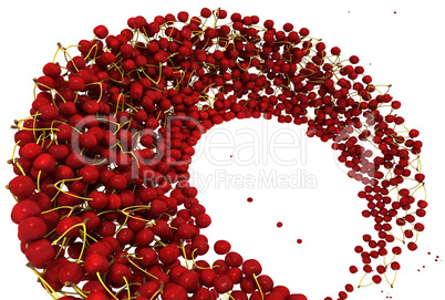 Ripe Red cherry swirl isolated on white