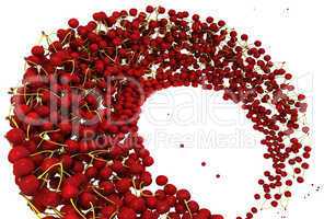 Ripe Red cherry swirl isolated on white