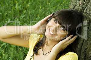 Young woman listening to music