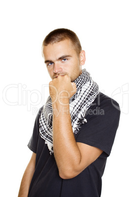 Young man in a Palestinian scarf