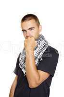 Young man in a Palestinian scarf