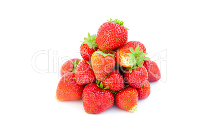 big juicy red ripe strawberries  isolated on white