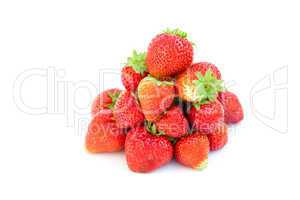 big juicy red ripe strawberries  isolated on white