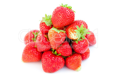 big juicy red ripe strawberries  isolated on white