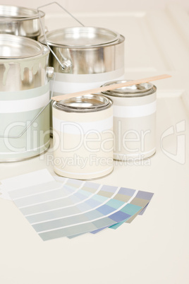 Home decorating paint can color swatches