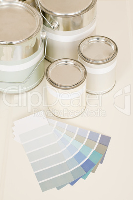 Home decorating paint can color swatches