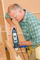 Handyman home improvement drilling wood