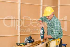 Handyman home improvement drilling wood