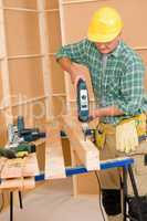 Handyman home improvement drilling wood