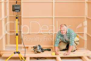 Handyman home improvement wooden floor renovation
