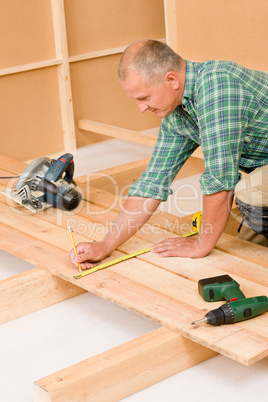 Handyman home improvement wooden floor renovation