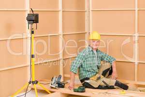 Handyman home improvement wooden floor renovation