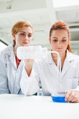 Portrait of scientists doing an experiment
