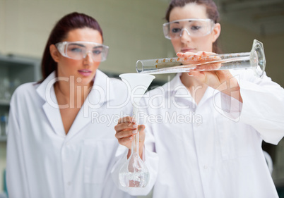 Gorgeous scientists doing an experiment