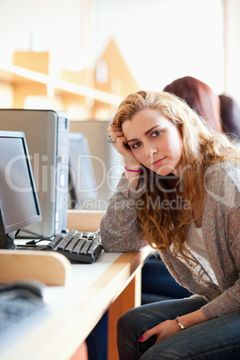 Portrait of a sad young student posing Portrait of a sad young student posing