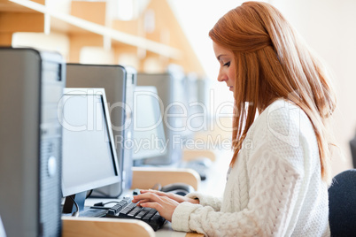 Young student working with a computer