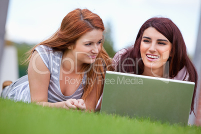 Young women working with a notebook