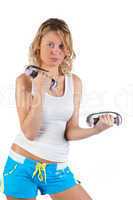 Woman with dumbbells.