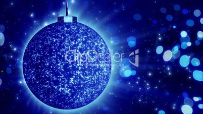 blue christmas ball close-up and lights loop