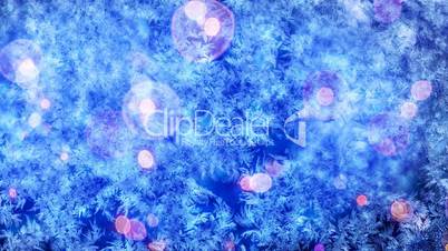 frost pattern and christmas lights seamless loop background