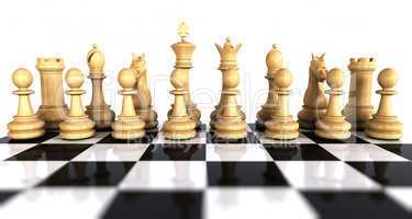 Hölzernes, weißes Schachset - White chess game pieces