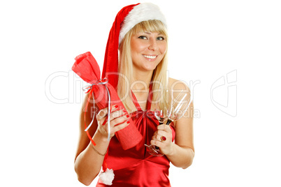 Attractive young woman santa