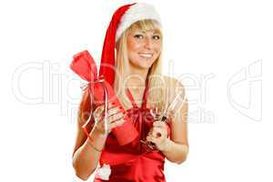 Attractive young woman santa