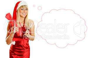 Attractive young woman santa