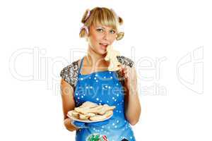 Young woman with Christmas cookies