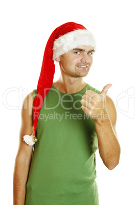 Attractive young man santa