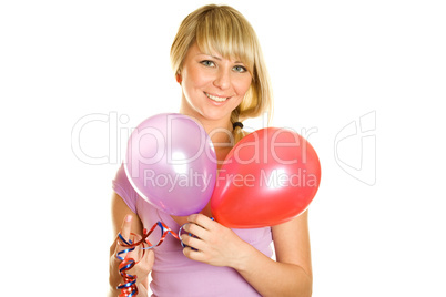 Attractive young woman with balloons