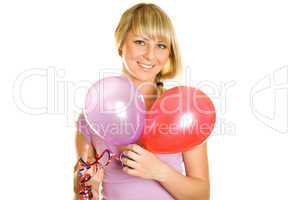 Attractive young woman with balloons