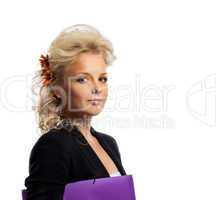 Business woman woman with flower in blond hair