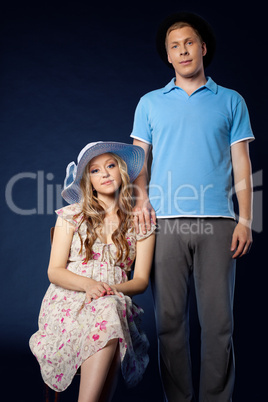 Young couple family portrait with pregnant woman