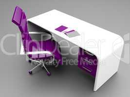 Stylish workplace in purple and white colors