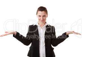 Young woman on the white background