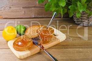 light culinary- rusk with apricot jam
