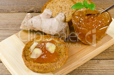 light culinary- rusk with apricot jam and ginger
