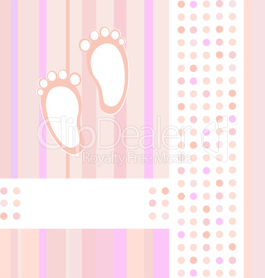 baby girl announcement card background. vector illustration