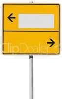 yellow direction sign (clipping path included)