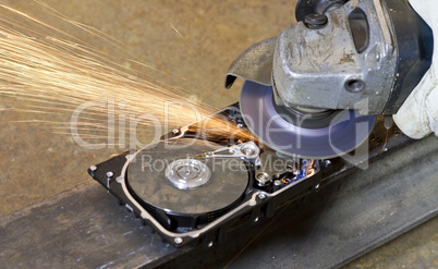 angular grinder cleaning data from hard drive