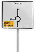 white direction sign (clipping path included)