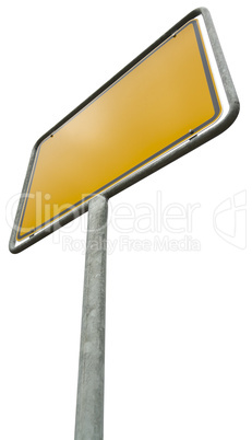 German placement sign isolated with clipping path