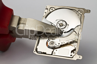 hard disk drive cutted by pilot punch