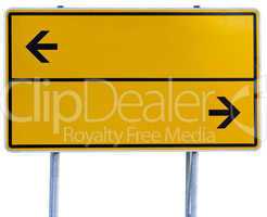 yellow direction sign (clipping path included)