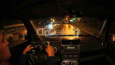 night driving in a car