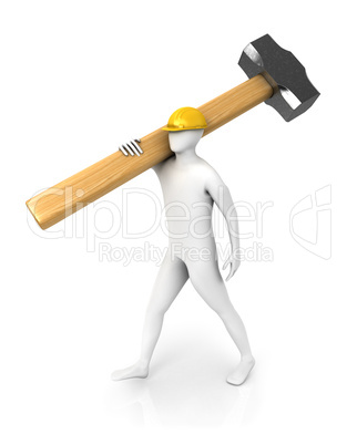 Man with huge sledgehammer