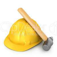 New yellow helmet with hammer