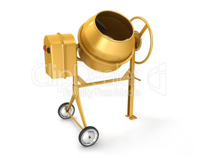 Clean new yellow concrete mixer