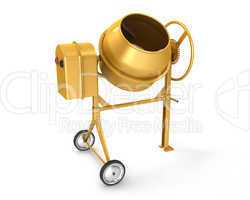 Clean new yellow concrete mixer